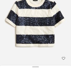 J.Crew Sequin Stripe Tee – Navy & Ivory Broken-In Jersey